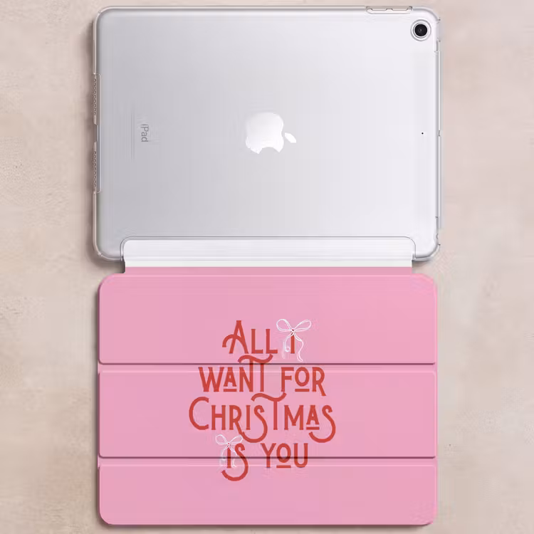 iPad-Hülle - Text – Weihnachten – Rosa – Rot — 6