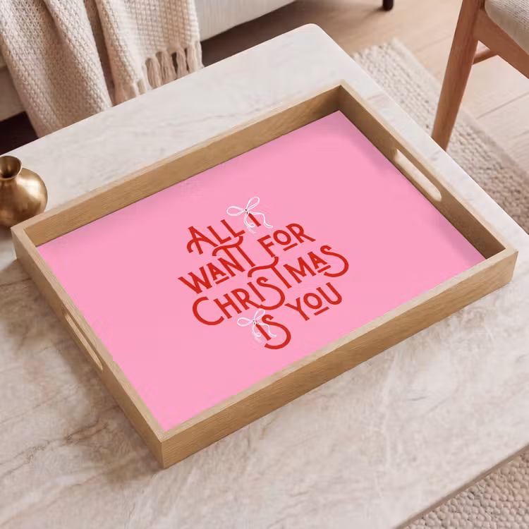 Tablett - Text – Weihnachten – Rosa – Rot — 2