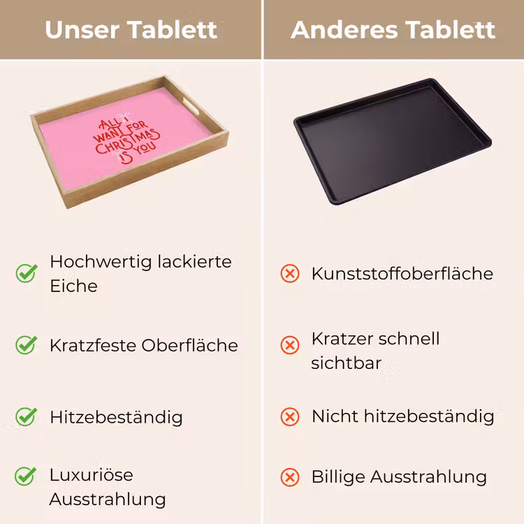 Tablett - Text – Weihnachten – Rosa – Rot — 3
