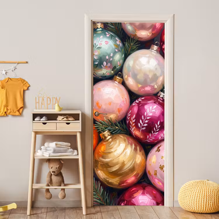 Türtapete - Weihnachtskugeln – Bunt – Festlich — 5