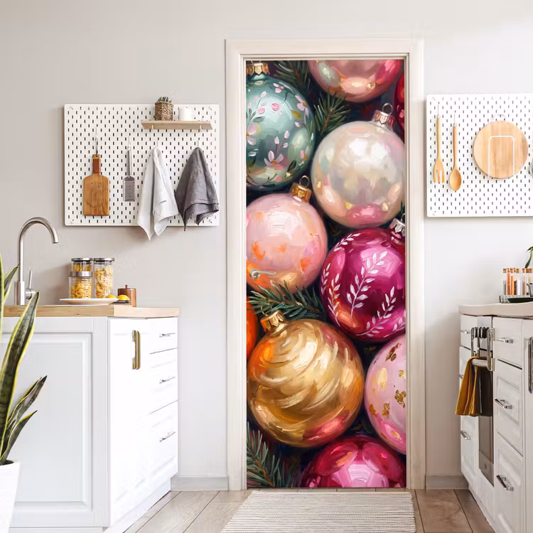 Türtapete - Weihnachtskugeln – Bunt – Festlich — 6