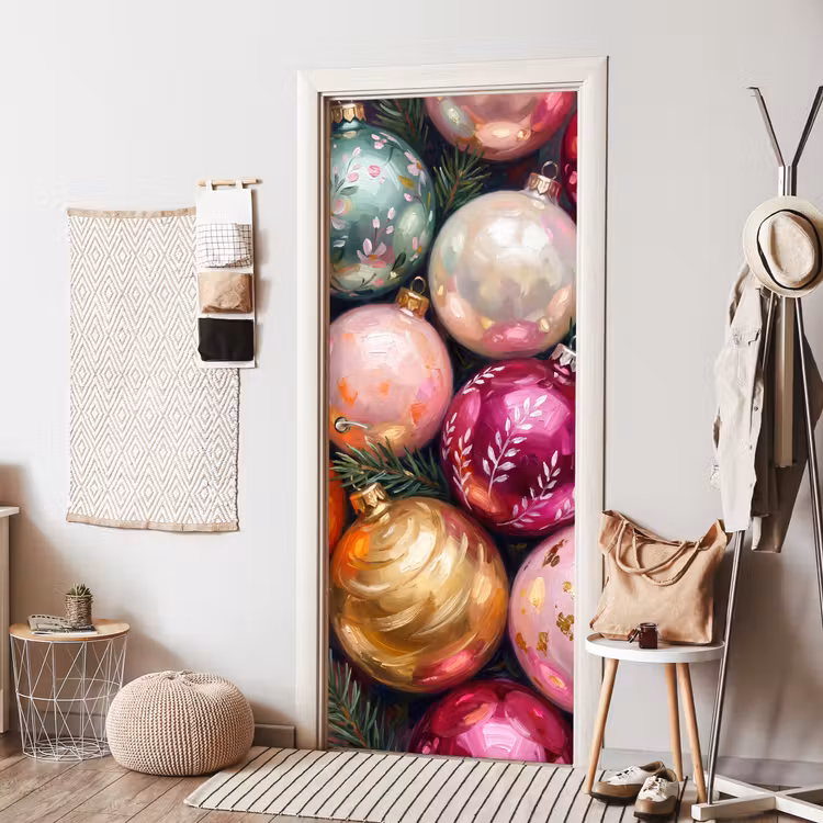 Türtapete - Weihnachtskugeln – Bunt – Festlich — 7