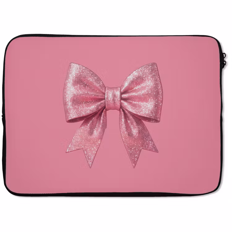 Laptop hülle - Rosa Schleife – Glitzer — 1