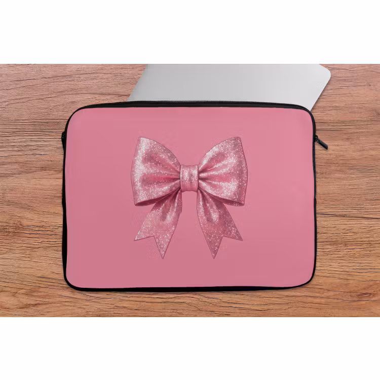 Laptop hülle - Rosa Schleife – Glitzer — 2