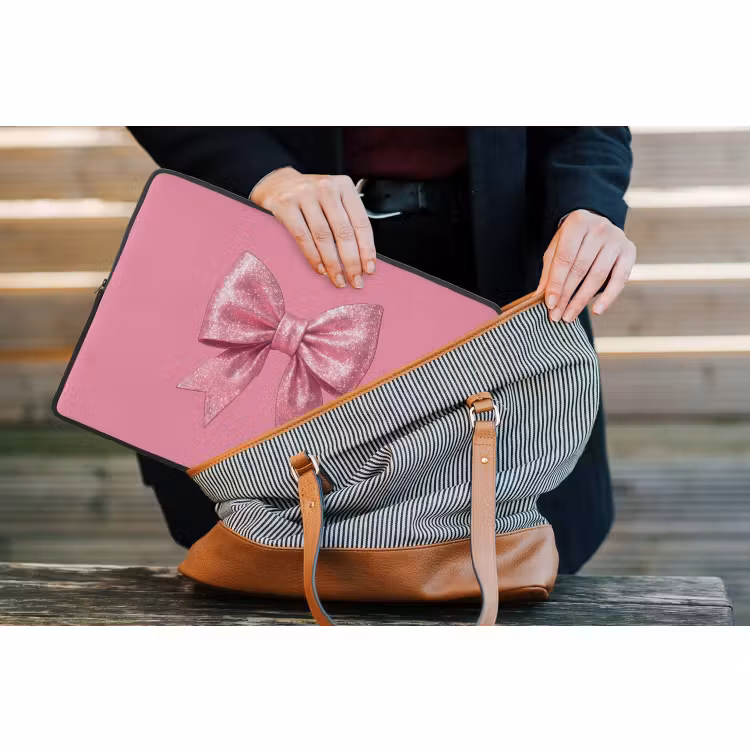 Laptop hülle - Rosa Schleife – Glitzer — 4