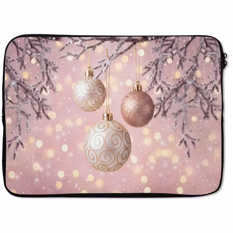 Laptop hülle - Weihnachtskugel – Rosa – Winter — 1