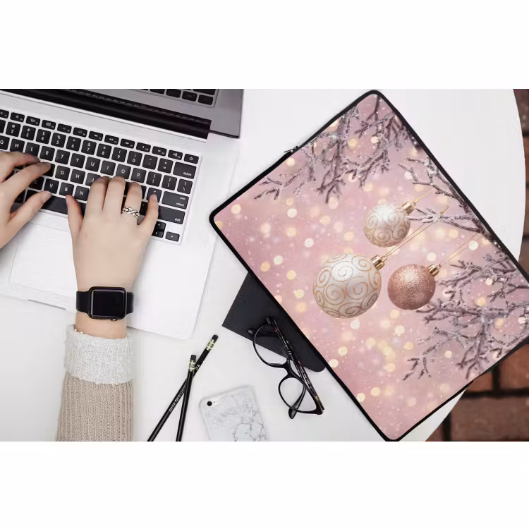 Laptop hülle - Weihnachtskugel – Rosa – Winter — 3