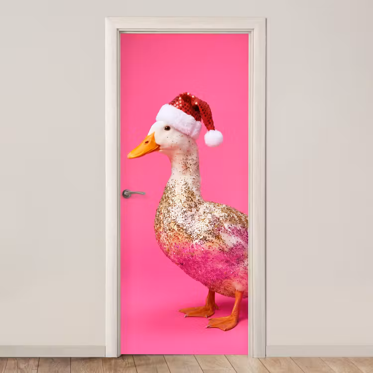 Türtapete - Vogel – Weihnachten – Rosa — 1