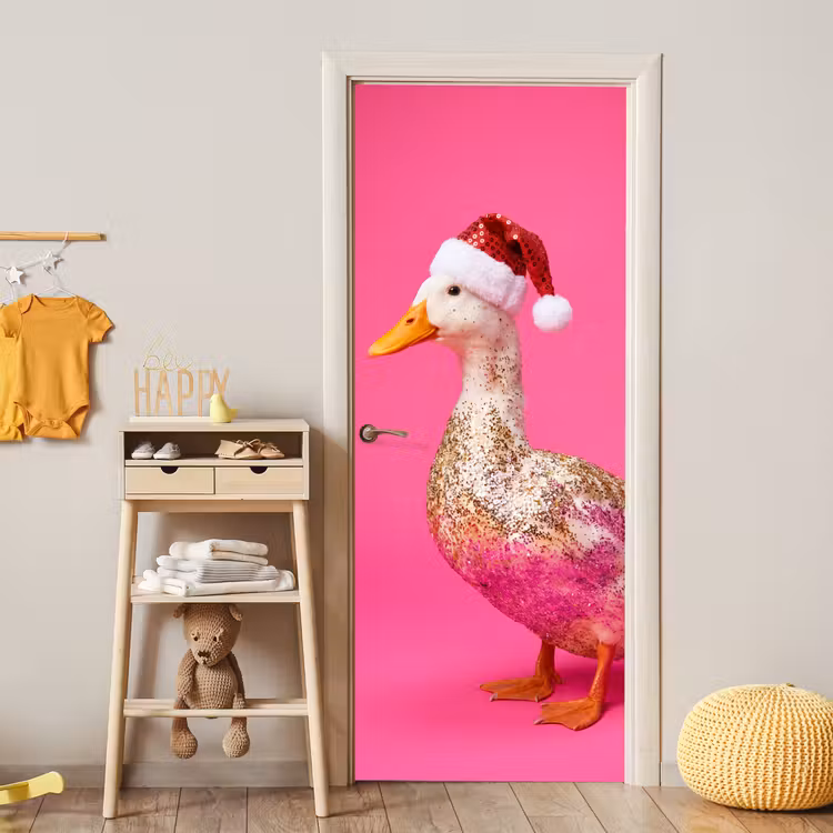 Türtapete - Vogel – Weihnachten – Rosa — 5
