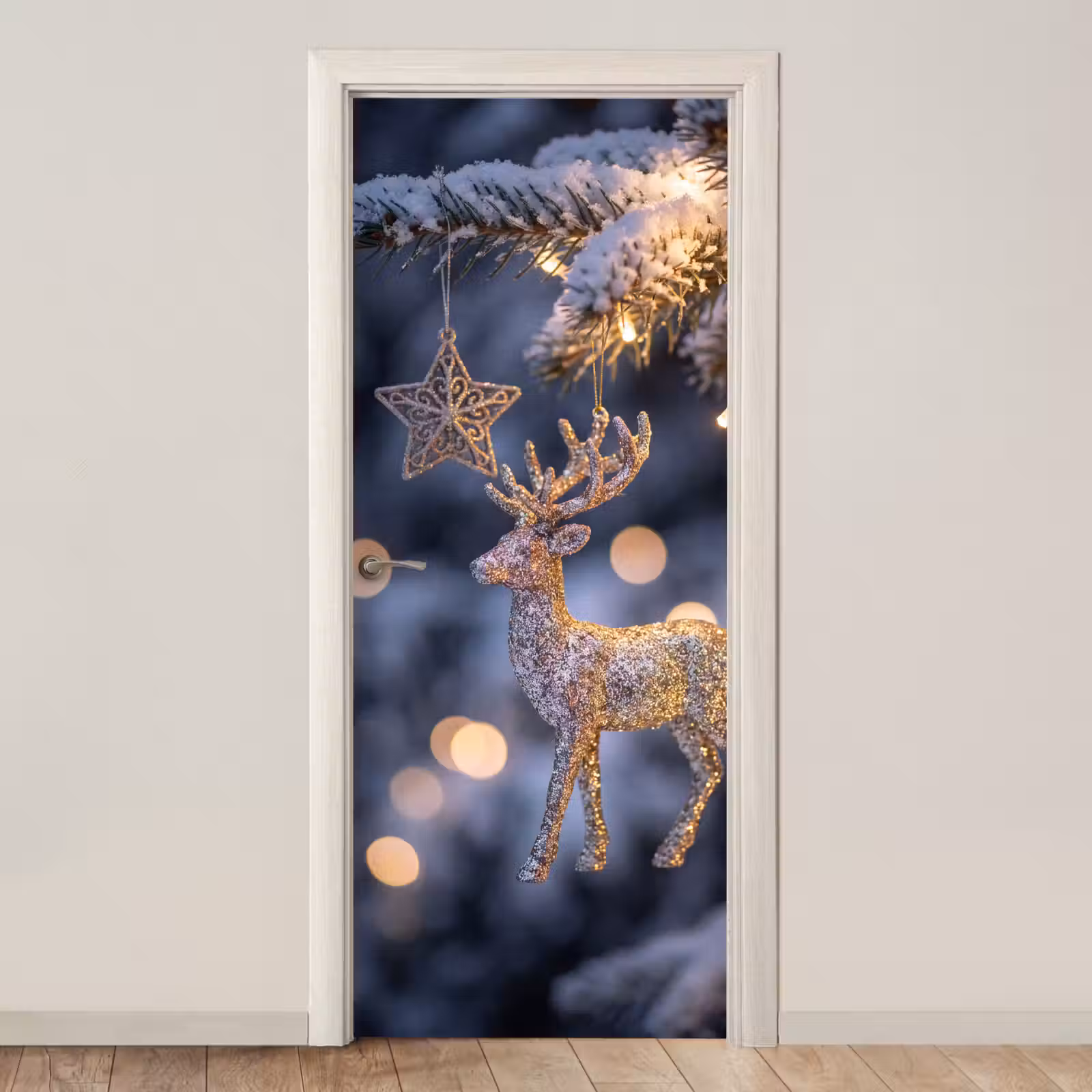Türtapete - Rentier – Weihnachten – Schnee — 1