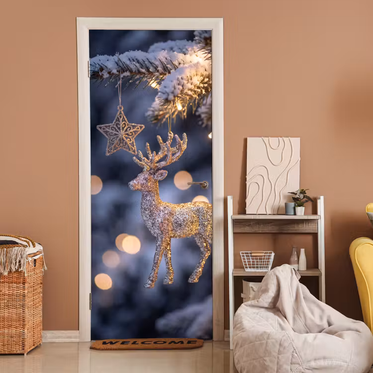 Türtapete - Rentier – Weihnachten – Schnee — 2