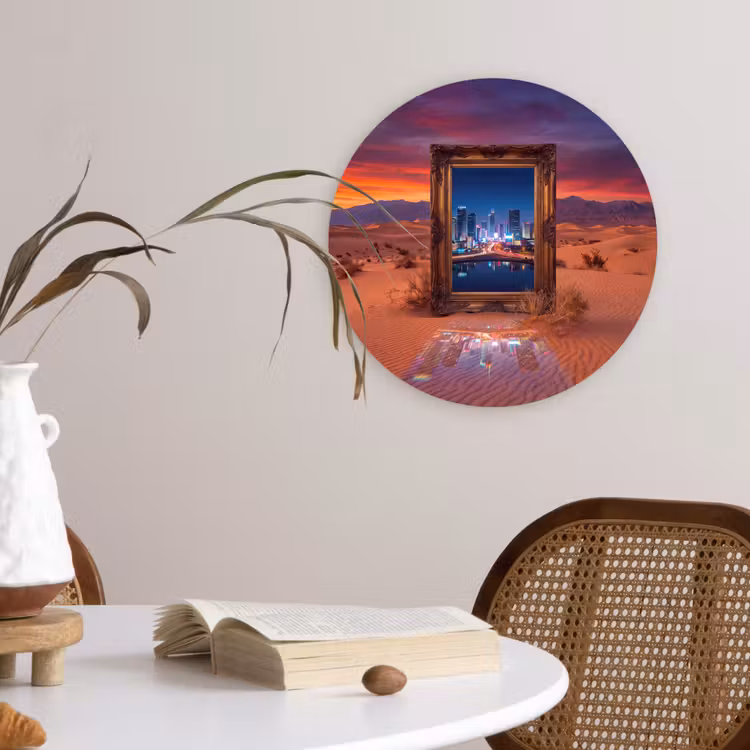 Forexbild Rund - Rahmen – Stadtansicht – Wüste — 4