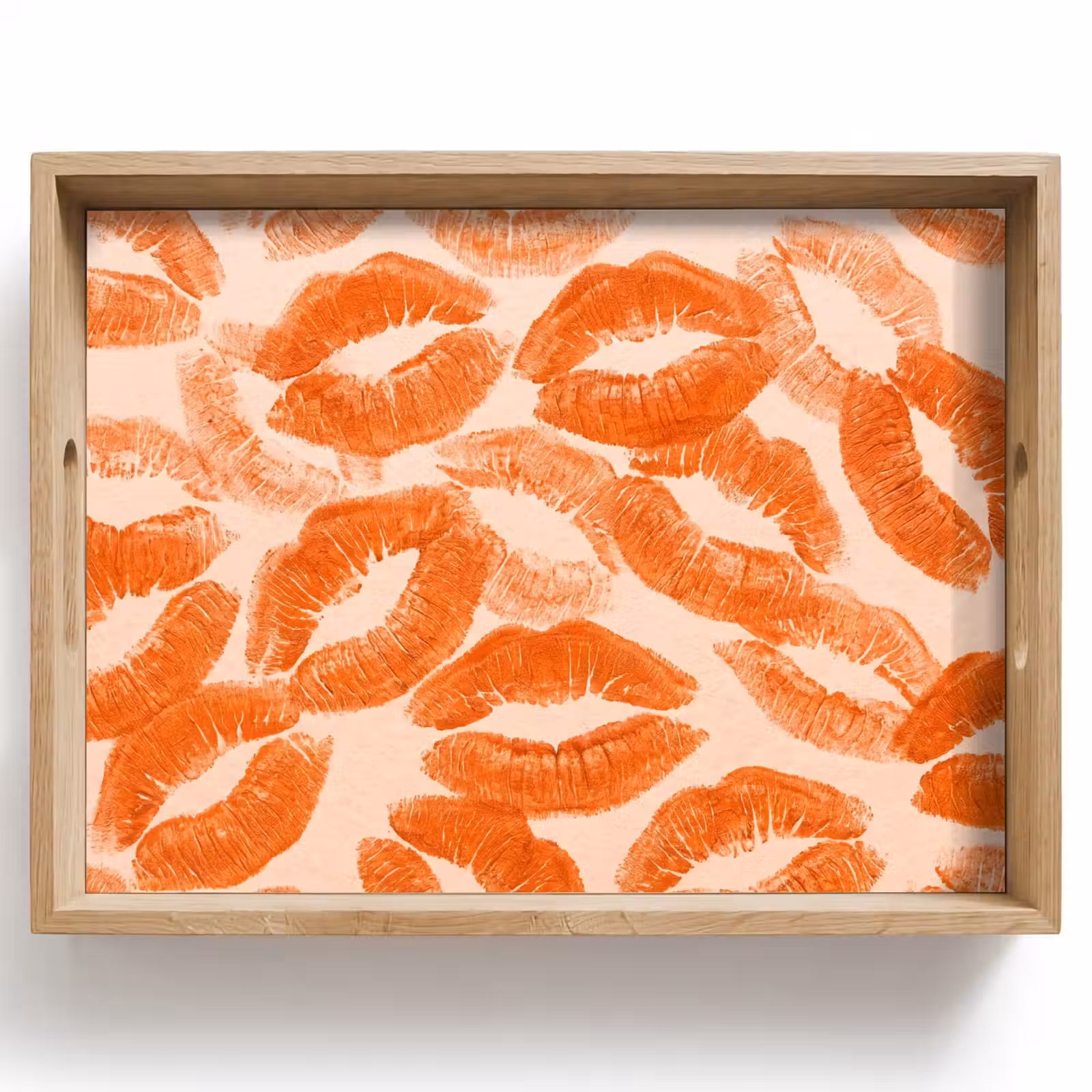 Tablett - Orangefarbene Kussabdrücke – Liebe — 1
