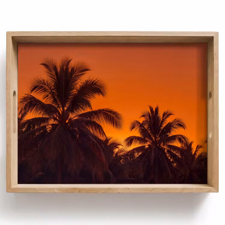 Tablett - Palmen – Sonnenuntergang – Orange — 1