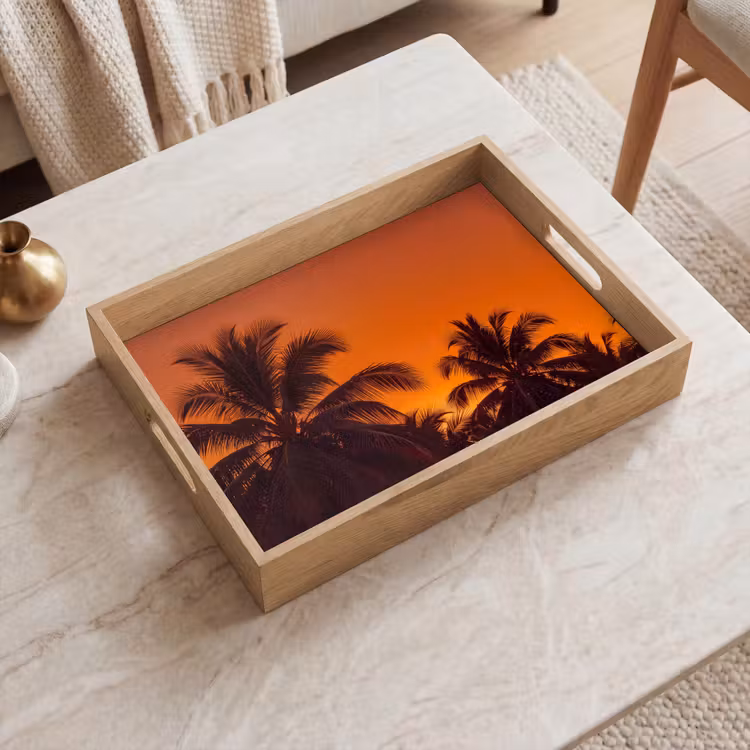 Tablett - Palmen – Sonnenuntergang – Orange — 2