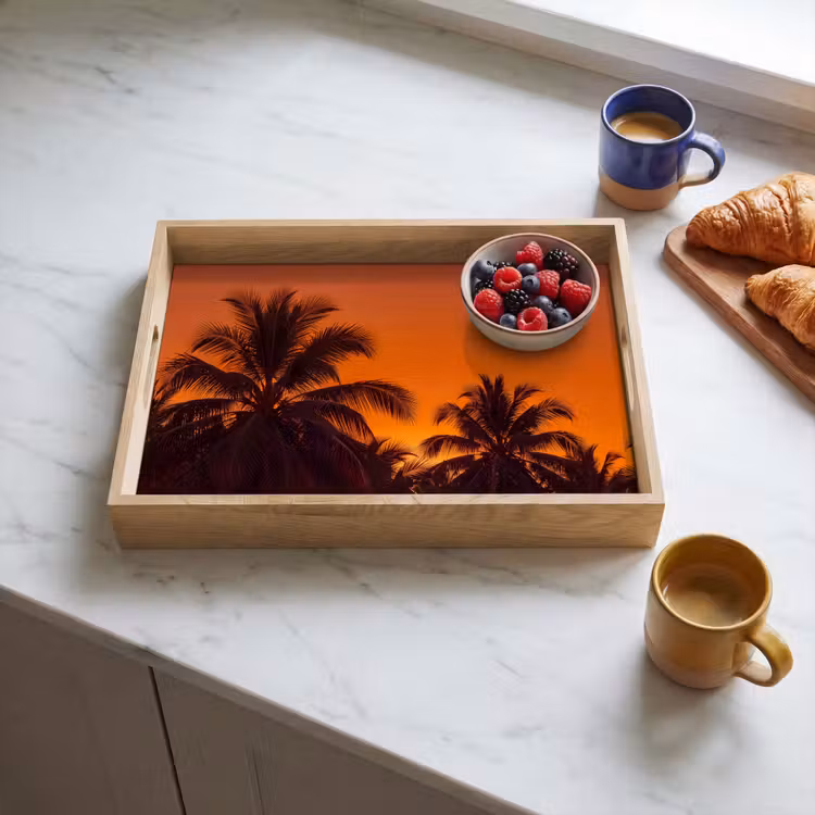 Tablett - Palmen – Sonnenuntergang – Orange — 4