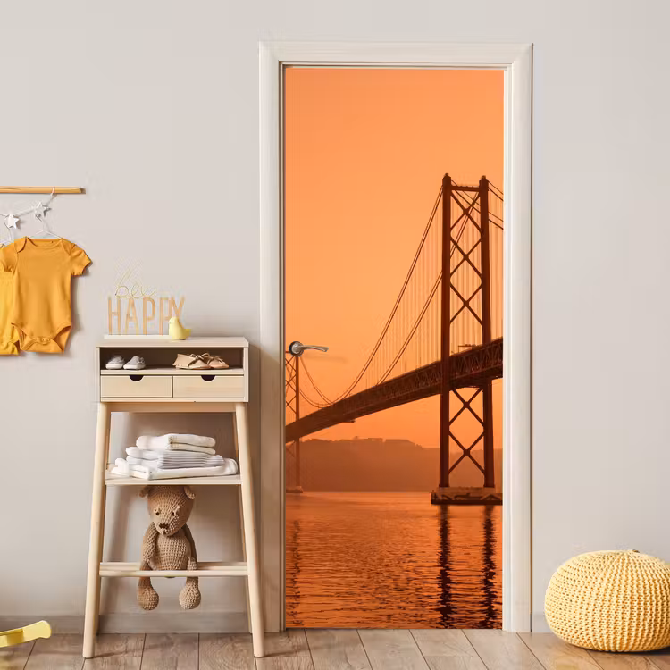 Türtapete - Brücke – Wasser – Orange — 5