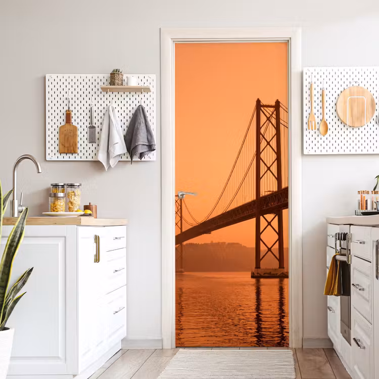 Türtapete - Brücke – Wasser – Orange — 6