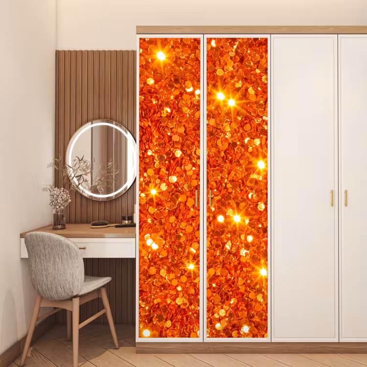 Türtapete - Glitzer – Orange – Abstrakt — 4