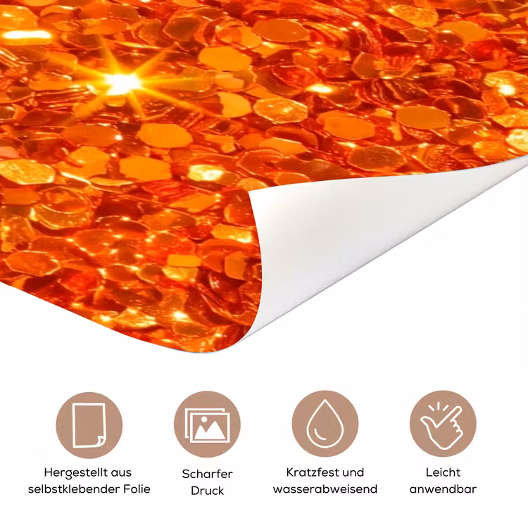 Türtapete - Glitzer – Orange – Abstrakt — 8