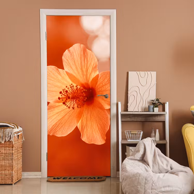 Türtapete - Orangefarbene Blume – Makro — 2