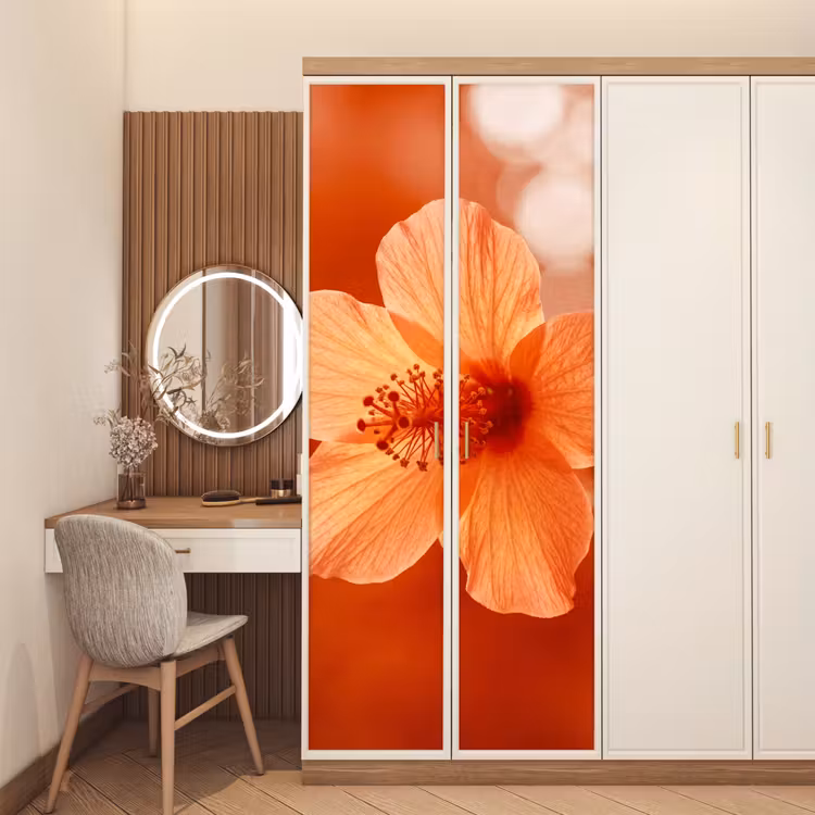Türtapete - Orangefarbene Blume – Makro — 4