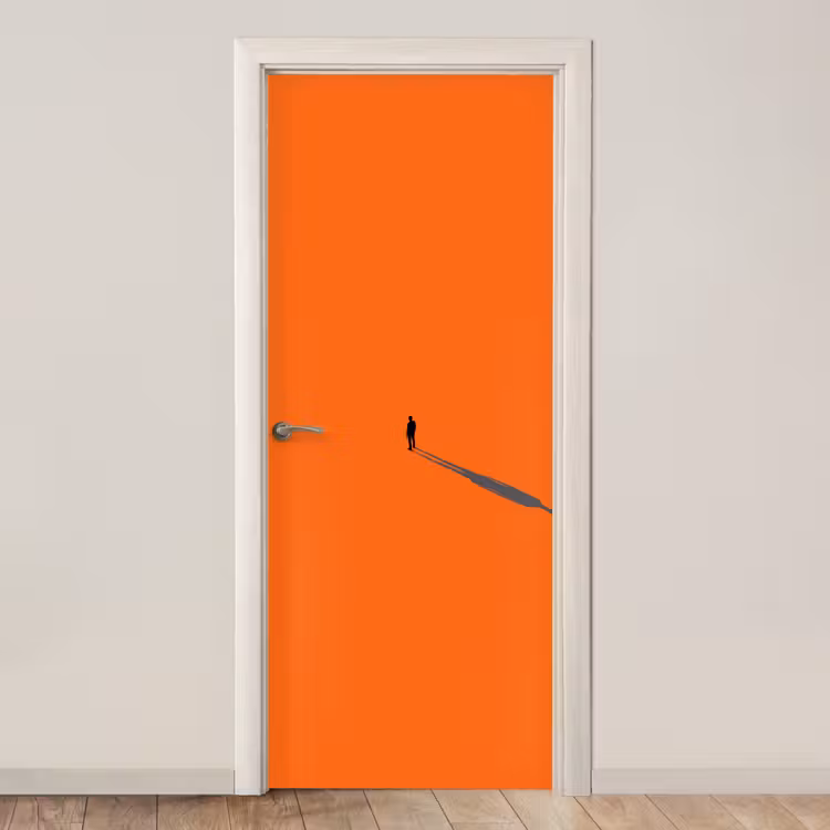 Türtapete - Person – Schatten – Orange — 1