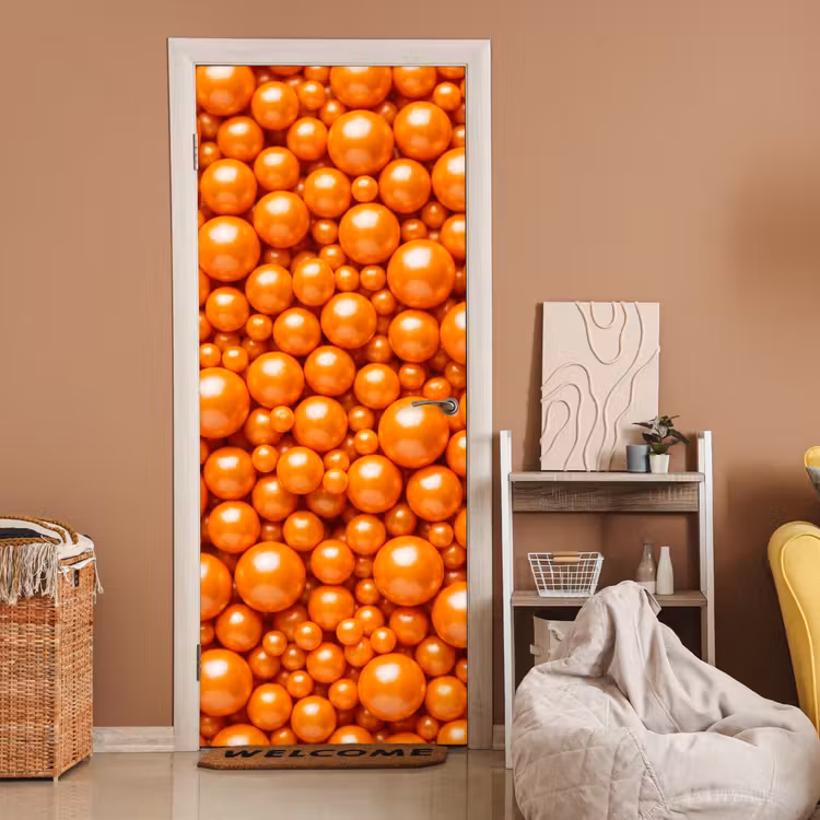 Türtapete - Süßigkeiten – Orange – Muster — 2