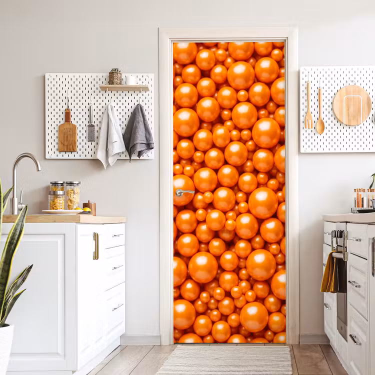 Türtapete - Süßigkeiten – Orange – Muster — 6