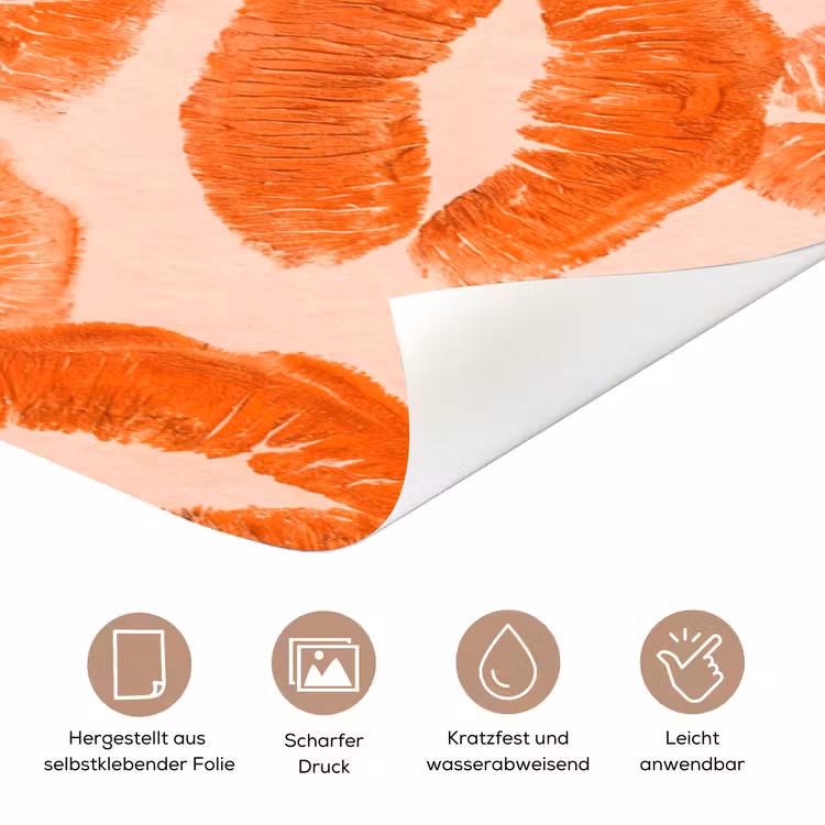 Türtapete - Orangefarbene Kussabdrücke – Liebe — 8