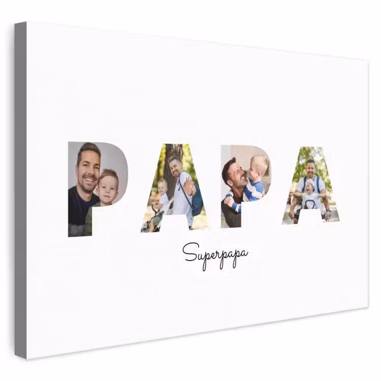 Personalisierte Leinwand - Superpapa – Buchstaben-Collage — 1