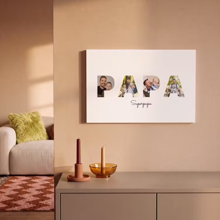Personalisierte Leinwand - Superpapa – Buchstaben-Collage — 2