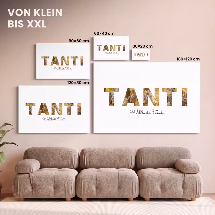 Personalisierte Leinwand - Die beste Tante der Welt – Buchstaben-Collage — 6
