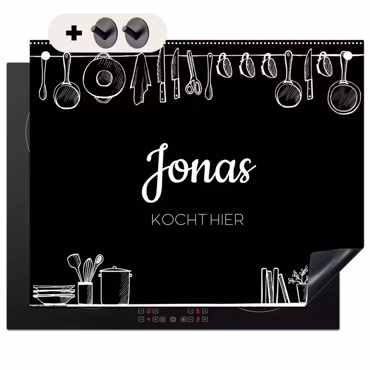 2 in 1 Personalisierbare Herdabdeckplatte - Kuche Schwarz — 1