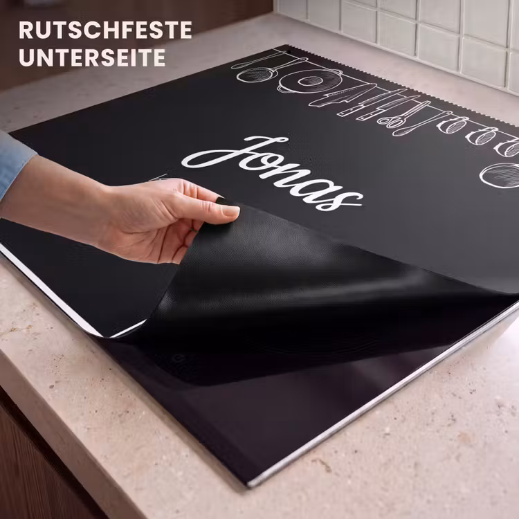 2 in 1 Personalisierbare Herdabdeckplatte - Kuche Schwarz — 4