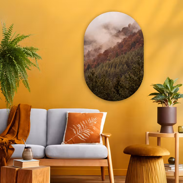Glasbild Oval - Wald – Nebel – Natur — 3