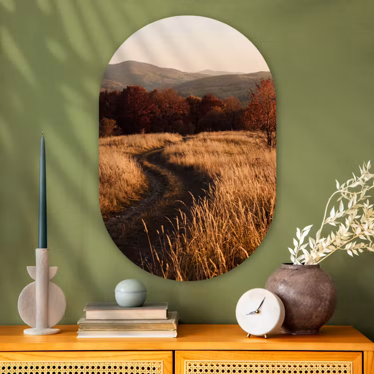Glasbild Oval - Weg – Herbst – Natur — 2