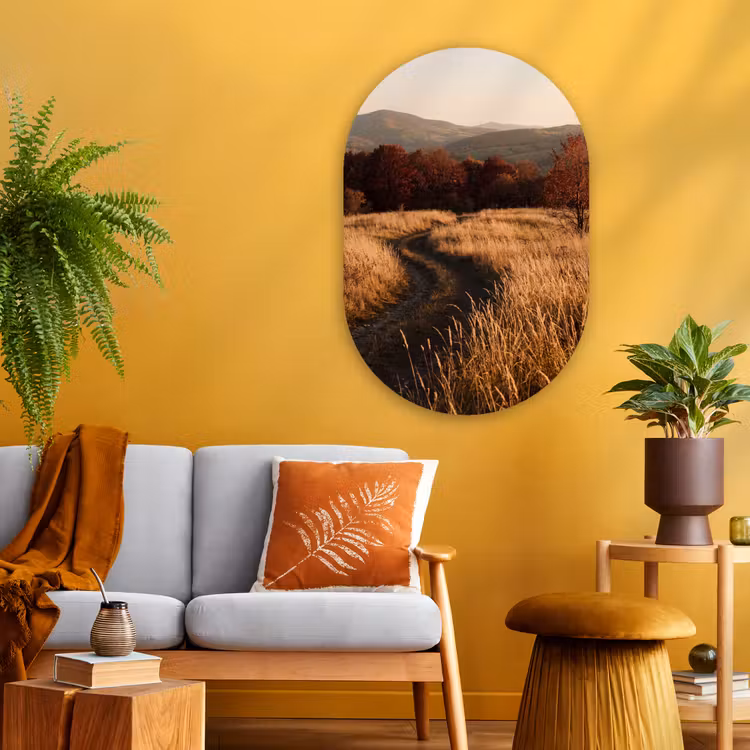 Glasbild Oval - Weg – Herbst – Natur — 3