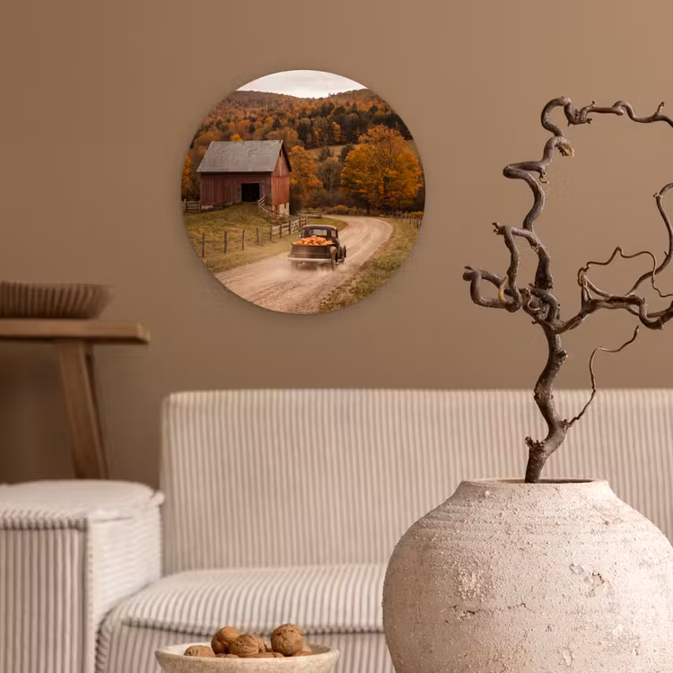 Glasbild Rund - Lkw – Kürbisse – Herbst — 2