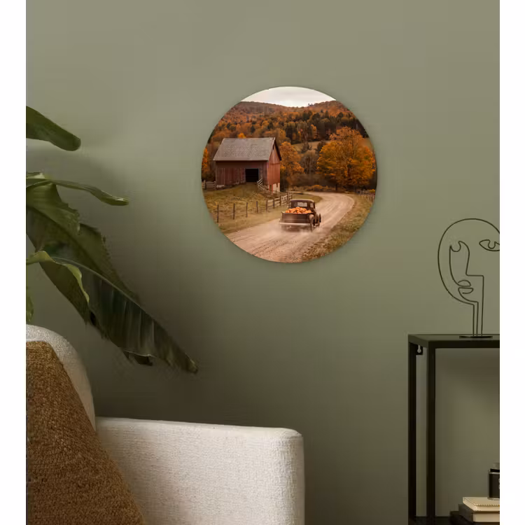 Glasbild Rund - Lkw – Kürbisse – Herbst — 3