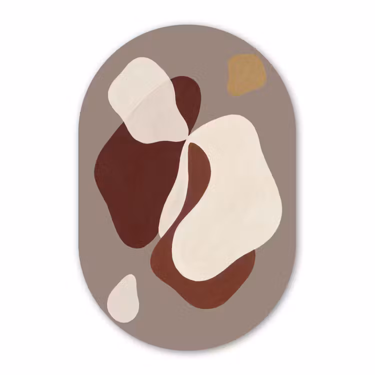 Glasbild Oval - Abstrakte Formen – Braun — 1