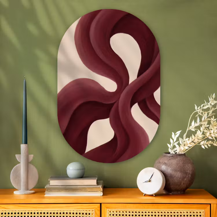Glasbild Oval - Formen – Abstrakt – Rot — 2