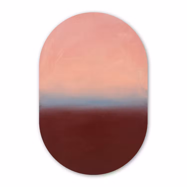 Glasbild Oval - Zusammenfassung – Farbe – Rosa — 1