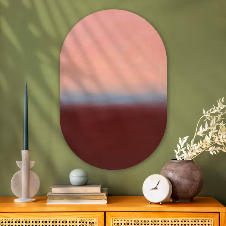 Glasbild Oval - Zusammenfassung – Farbe – Rosa — 2
