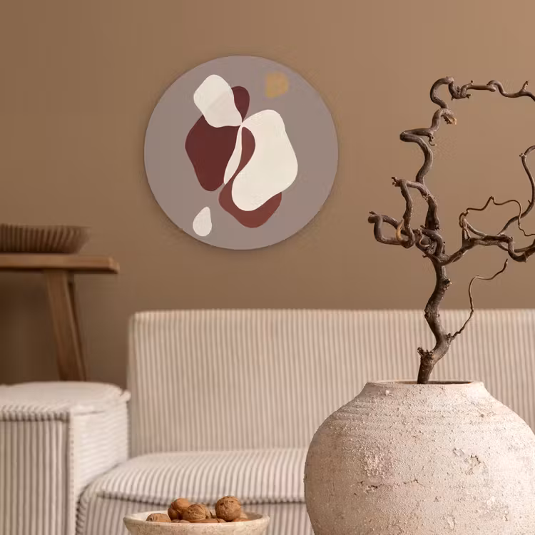 Glasbild Rund - Abstrakte Formen – Braun — 2