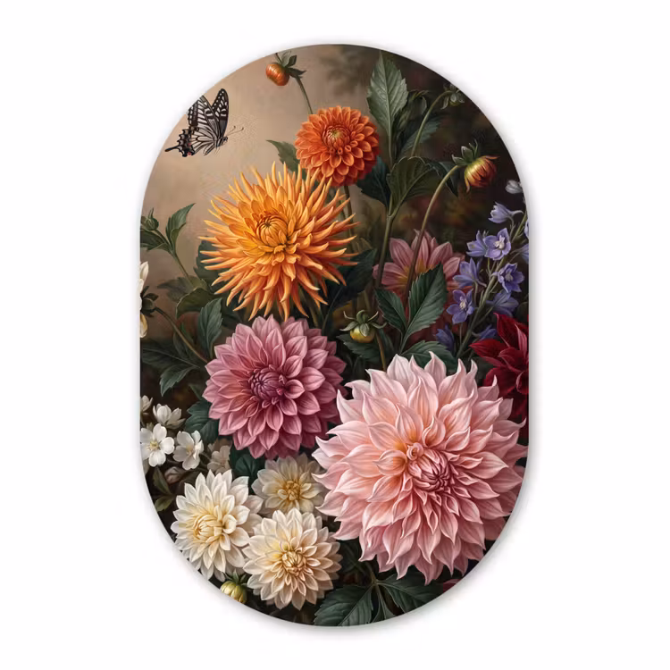 Glasbild Oval - Blumen – Garten – Natur — 1