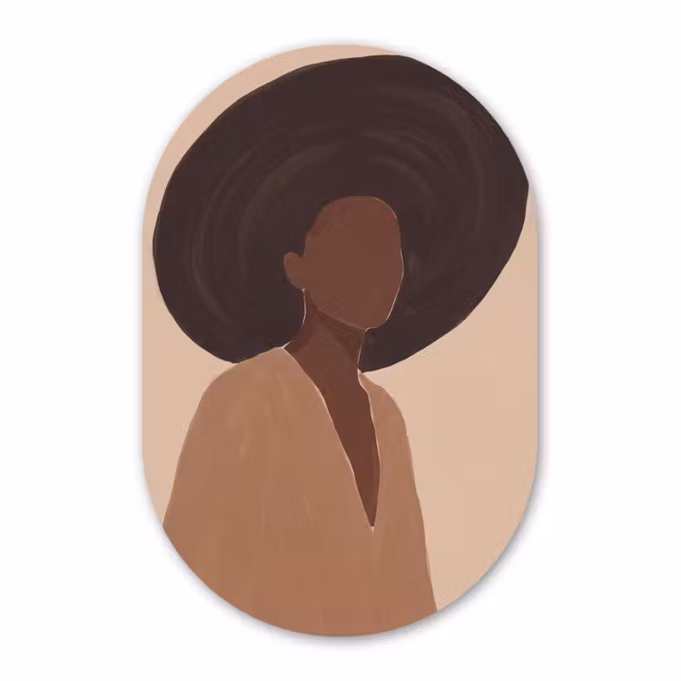Glasbild Oval - Frau – Hut – Abstrakt — 1
