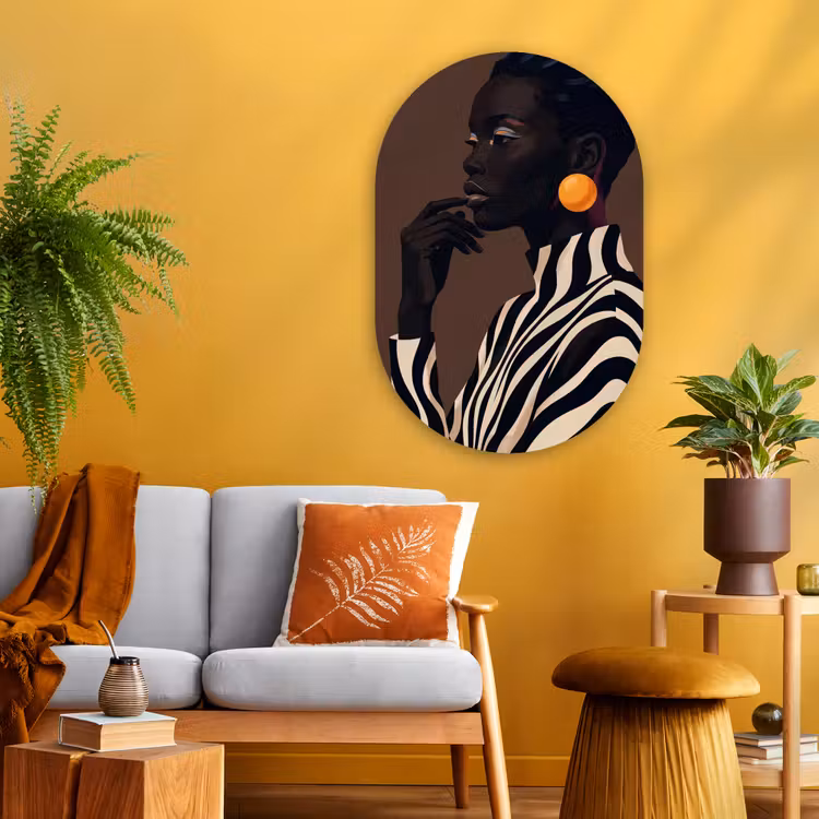 Glasbild Oval - Frau – Porträt – Modern — 3