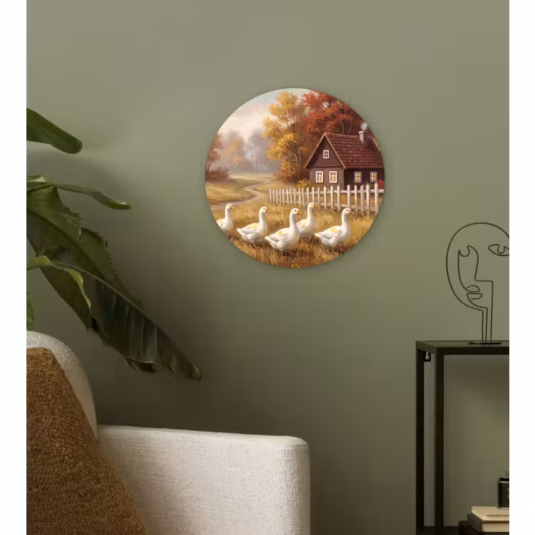 Glasbild Rund - Vogel – Haus – Natur — 3