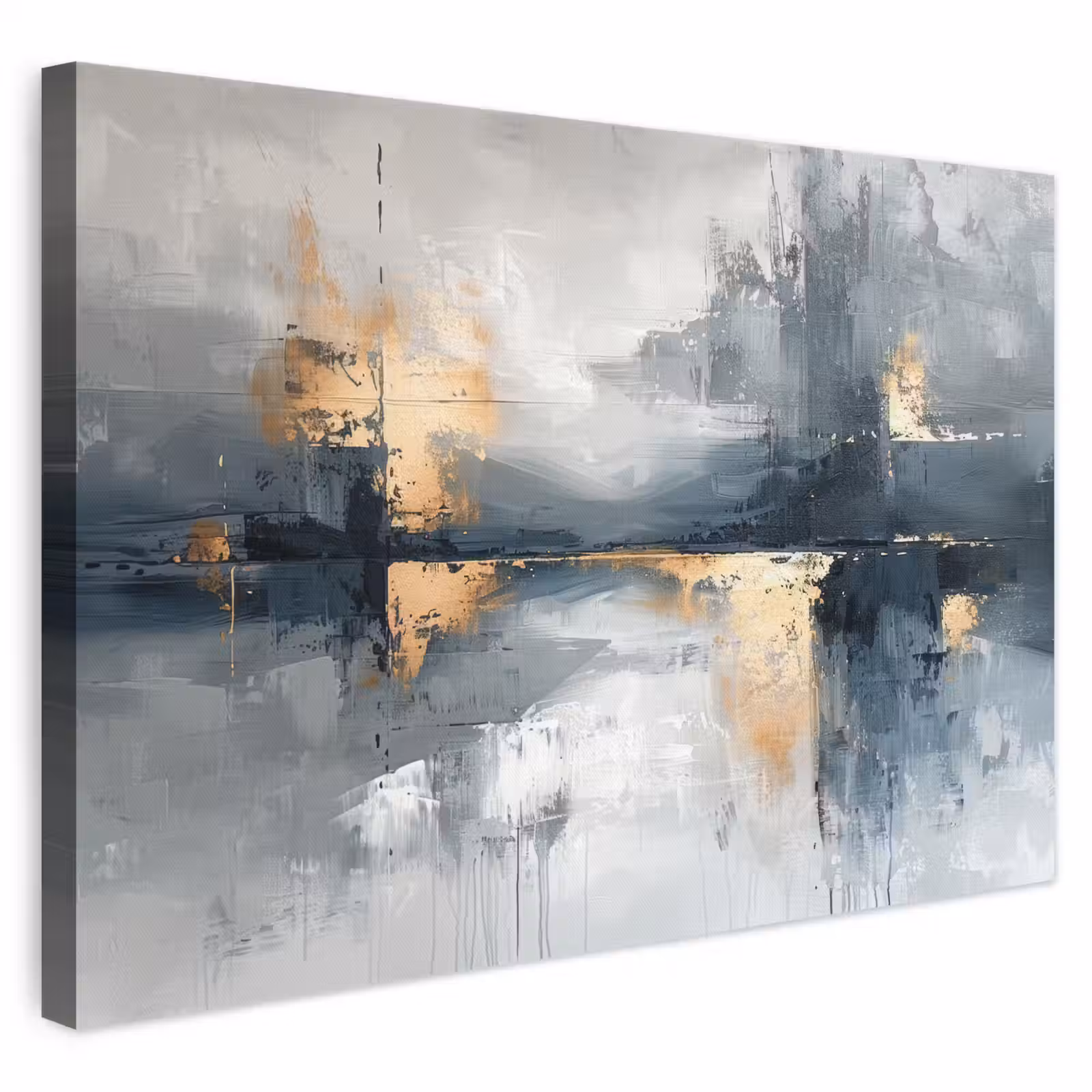 Leinwandbild - Kunst - Grau - Gold - Abstrakt — 1